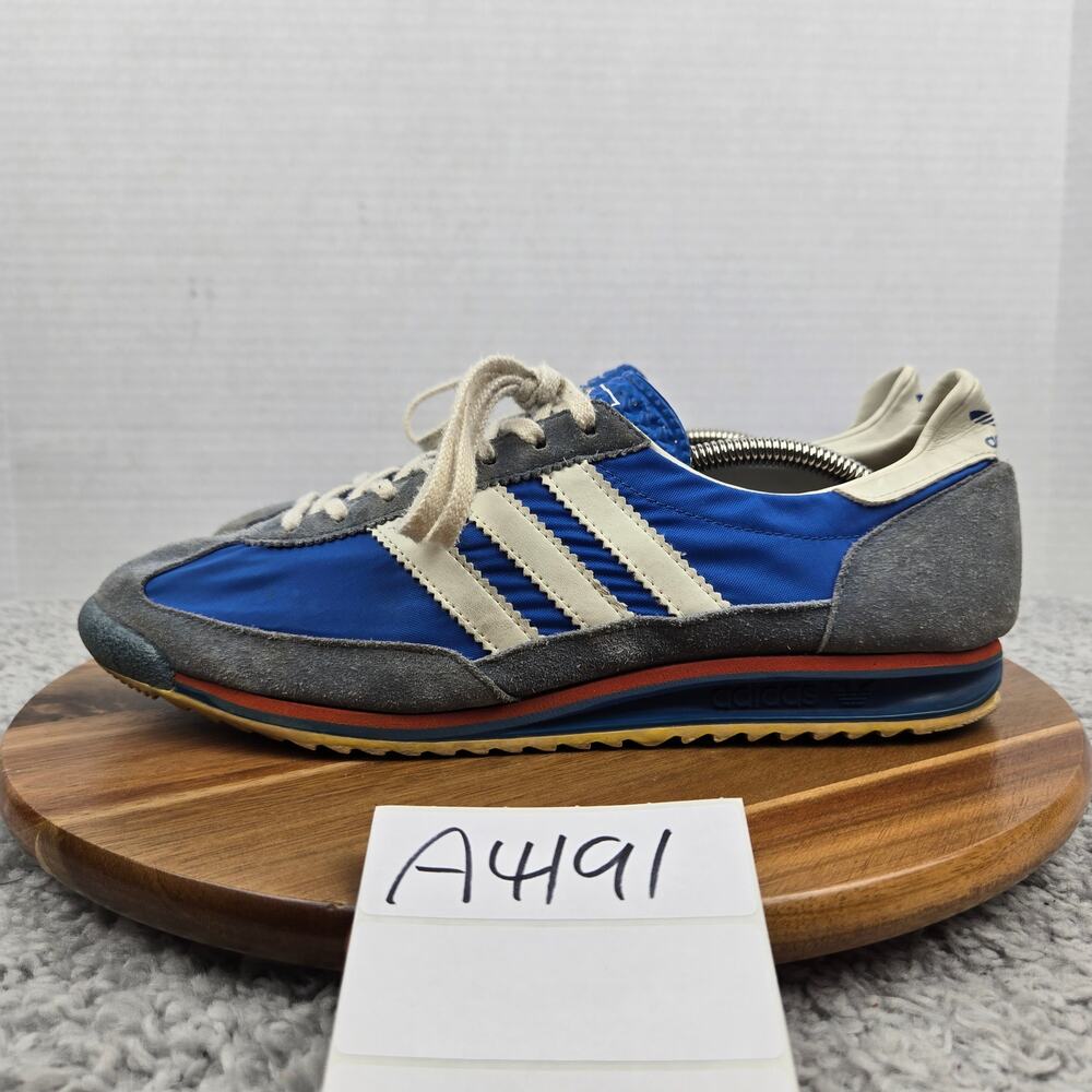 Adidas Originals Mens 9.5 SL 72 White Blue Athletic Lace Up Casual Daily Sneaker